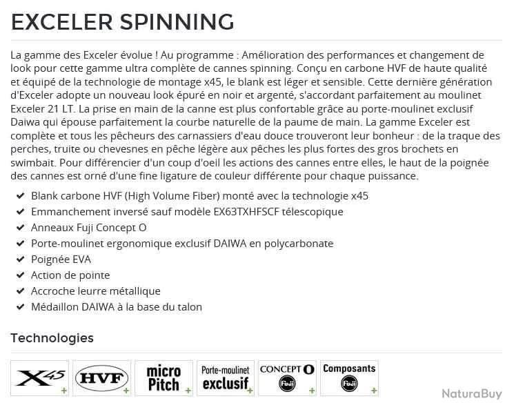 Exceler 1.98 M 3-10 G 662 L Canne Spinning Daiwa 4 Exceler 1.98 M 3-10 G 662 L Canne Spinning Daiwa – Image 2