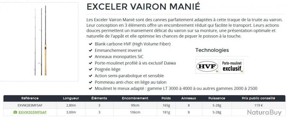 Exceler 2.80 M 5-28 G 283 M Canne Vairon Manié Daiwa 4 Exceler 2.80 M 5-28 G 283 M Canne Vairon Manié Daiwa – Image 2