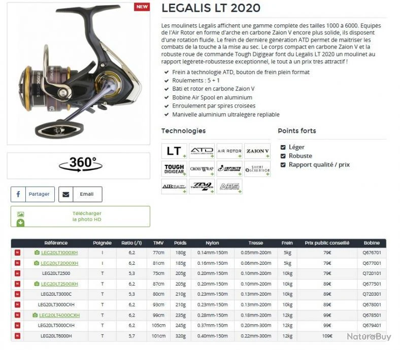 Legalis LT 2020 6000 H Moulinet Spinning Daiwa 4 Legalis LT 2020 6000 H Moulinet Spinning Daiwa – Image 2
